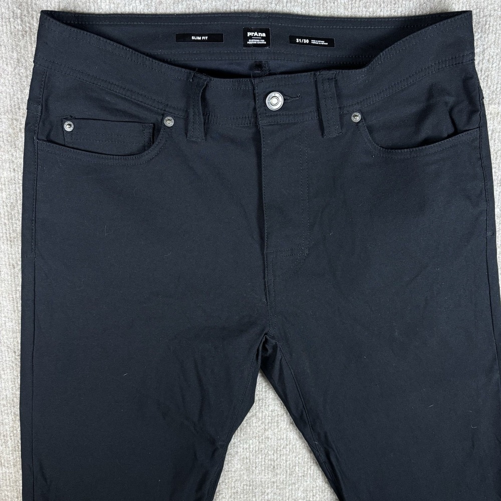 Prana Slim Fit Pants Mens 31x30 Black Stretch 5 Pocket Performance Hiking